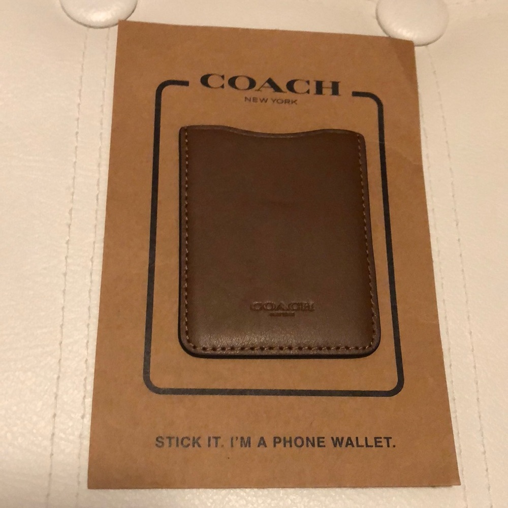 New Coach Phone Sticker Leather Wallet Brown. F24051